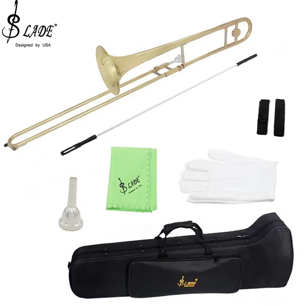 Bb 알토 트롬본 래커드 골드 전문가용 금관악기 B 플 - Musical Instrument Trombone 리뷰 및 가격
