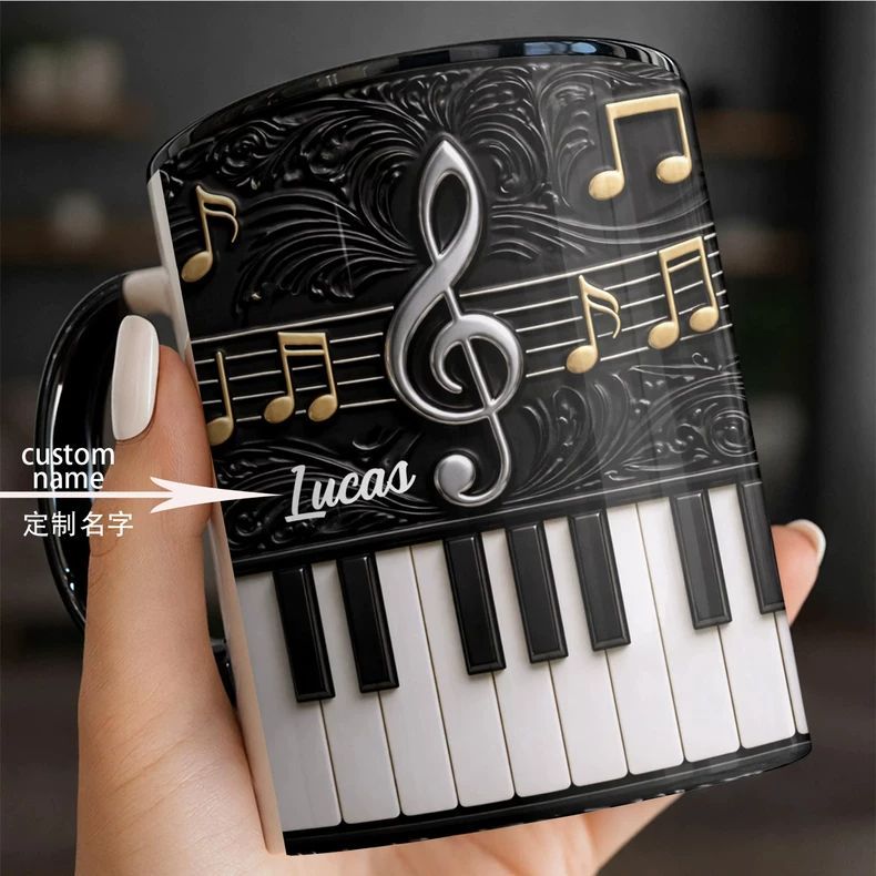 개성 있는 피아노 세라믹 머그컵, 맞춤 이름 각인 피아 - Musical Instrument Name 리뷰 및 가격